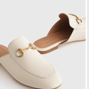 QUINCE LOAFER MULE ITALIAN LEATHER HORSEBIT CREAM 9 1/2